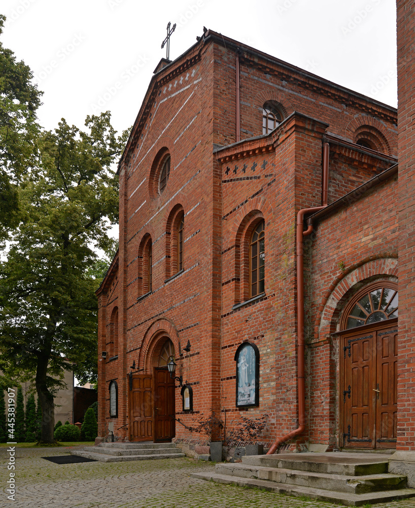 Built in 1846, the neo-Roman Catholic church of Blessed Karolina Kózkówna in the village of Biskupiec, warmi in Poland.