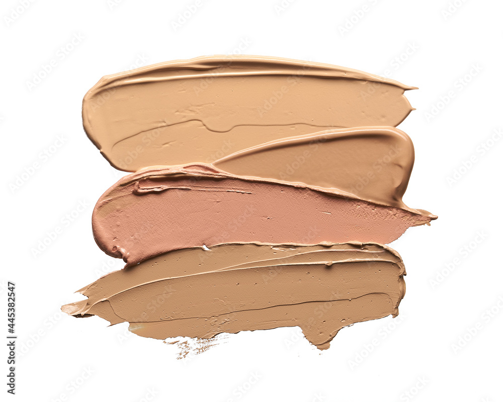 Gently beige strokes and texture of makeup foundation or acrylic paint isolated on white background Gently beige strokes and texture of makeup foundation or acrylic paint isolated on white background