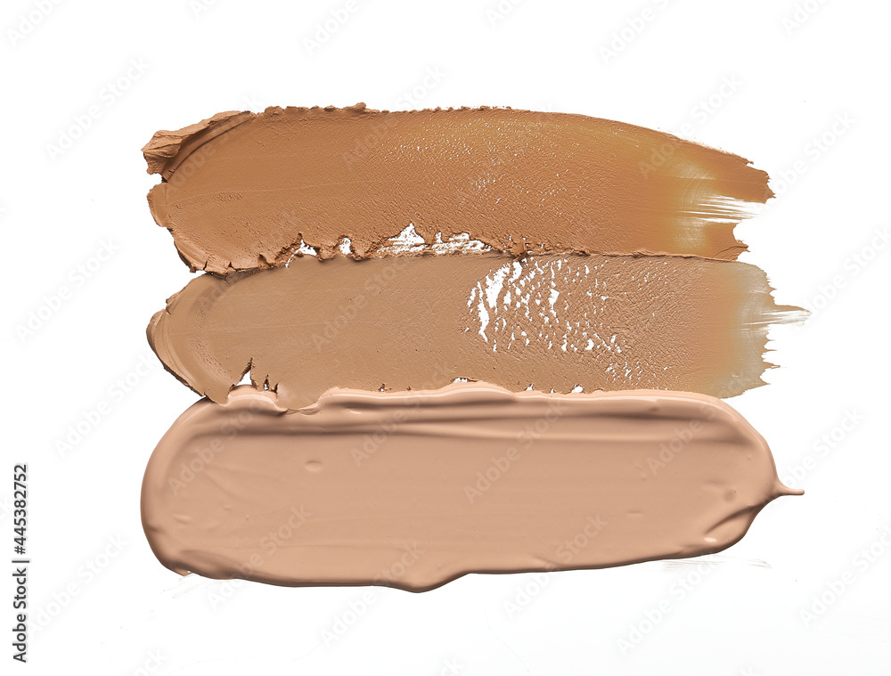 Gently beige strokes and texture of makeup foundation or acrylic paint isolated on white background Gently beige strokes and texture of makeup foundation or acrylic paint isolated on white background