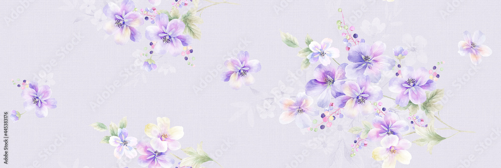 Fototapeta premium Computer drawn flower illustration. Watercolor Flowers.Manual composition.Big Set watercolor elements.