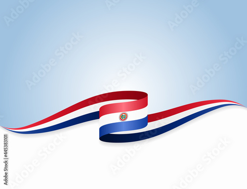 Paraguayan flag wavy abstract background. Vector illustration.