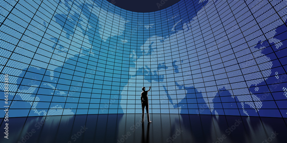 Fototapeta premium TV wall presenting world map