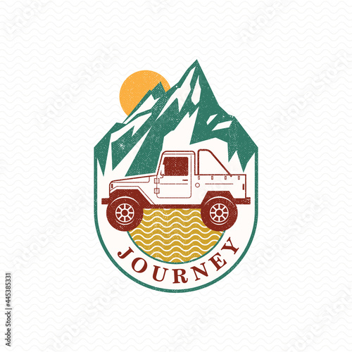 4x4 off road car in journey logo batch