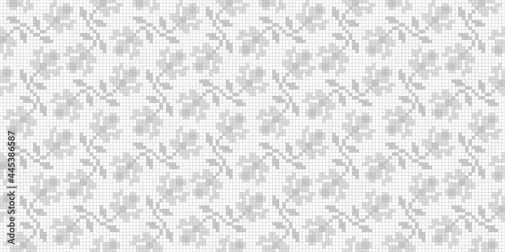 Pixel art. Organic motif, botanical motif background. Seamless pattern.Vector.ピクセルアートのスタイリッシュな有機的パターン