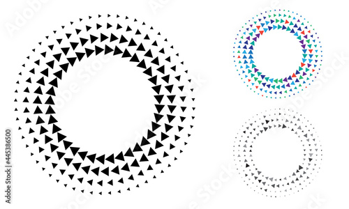 Abstract background with circle. Halftone circle with triangles as icon or logo. © Mykola Mazuryk