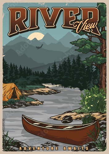 Summer recreation colorful vintage poster