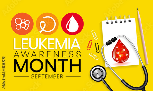 Leukemia awareness month is observed every year in September, it is cancer of the body's blood-forming tissues, including the bone marrow and the lymphatic system. Vector illustration