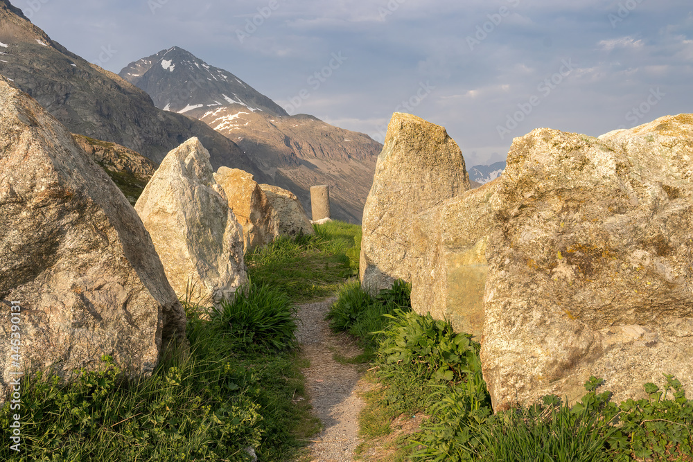A group of big stones at Julier mountain pass in Switzerland