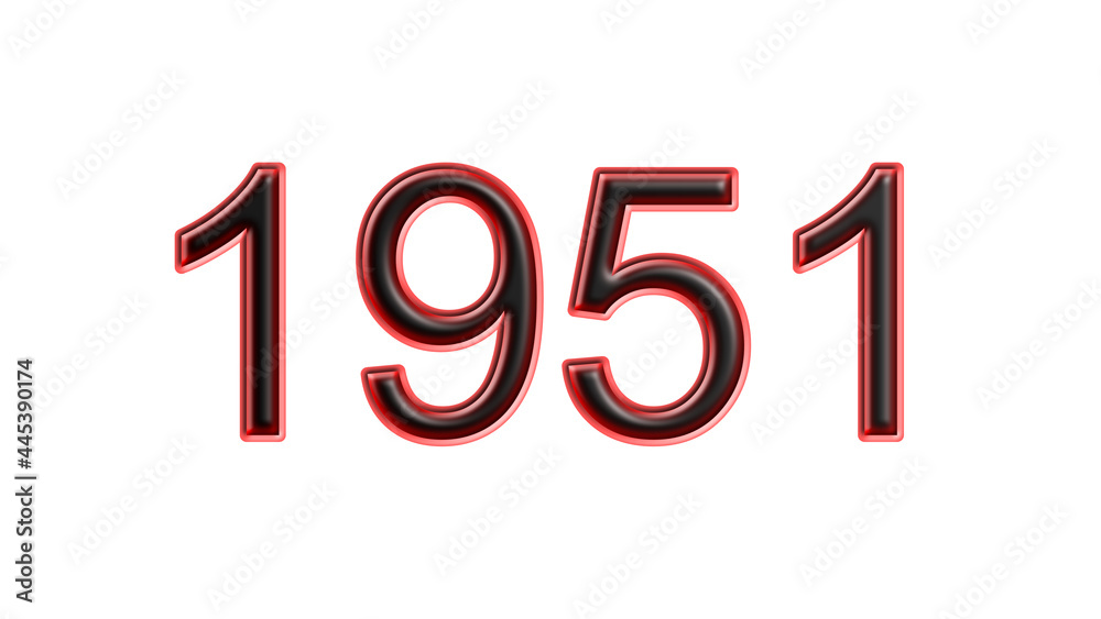red 1951 number 3d effect white background red 1951 number 3d effect white background