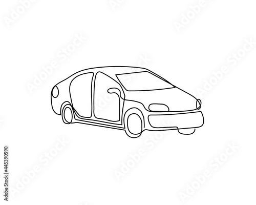 Car  automobile  continuous line drawing. One line art of urban transport  auto.