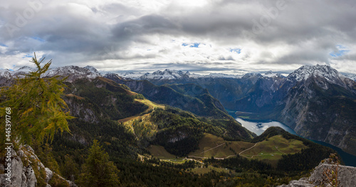 Panorama view from Jenner mountain to lake Königssee in Bavaria, Germany © BirgitKorber