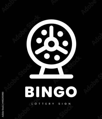 Lottery bingo with machine and lottery balls inside. Vector illustration on black