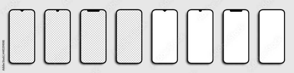 Realistic Smartphone. Phones with white and transparent screen. Template mobile phones, isolated. Vector illustration Realistic Smartphone. Phones with white and transparent screen. Template mobile phones, isolated. Vector illustration