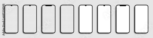Realistic Smartphone. Phones with white and transparent screen. Template mobile phones, isolated. Vector illustration