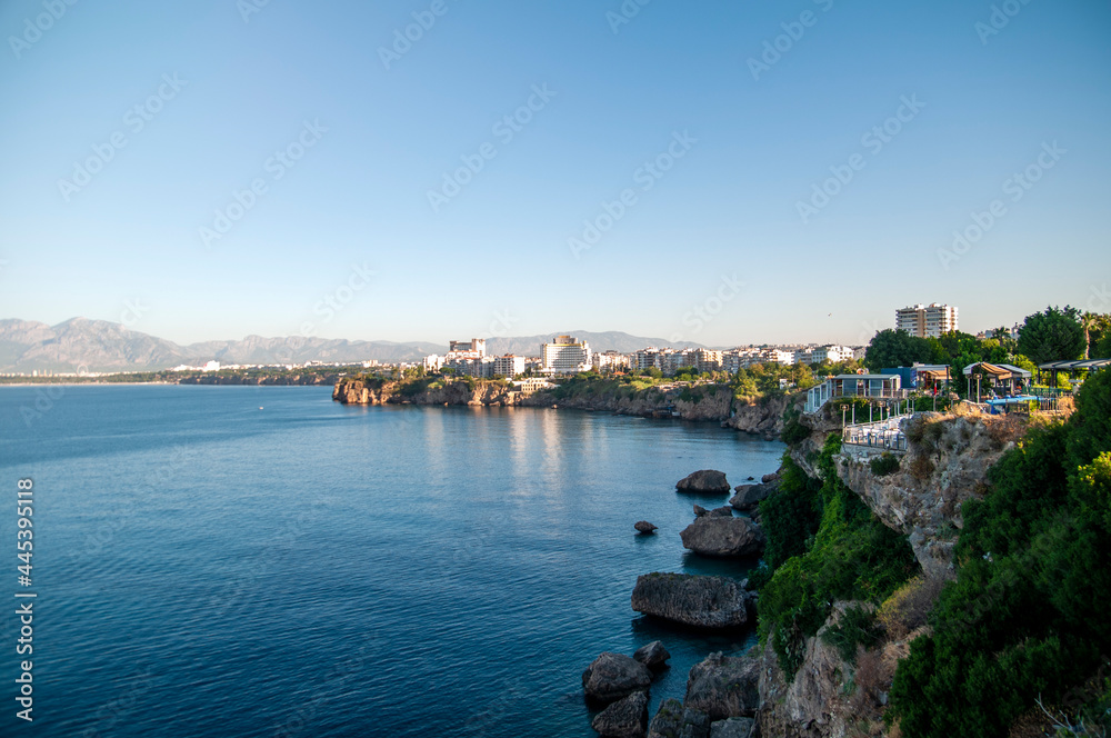 Sea and city view from the cliffs of Antalya.