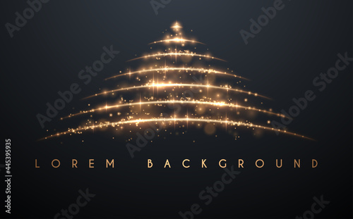 Abstract golden lines on black background with light effect