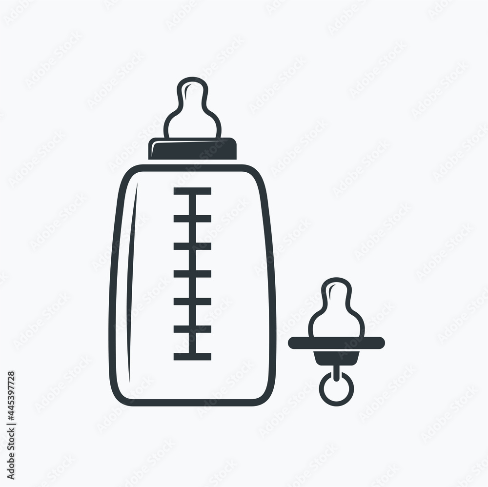 baby bottle illustration, milk baby icon, vector art. baby bottle illustration, milk baby icon, vector art.