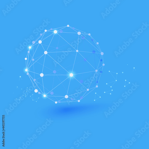 Network connected with line on 3d isometric mobile background. Digital technology concept. Vector art illustration