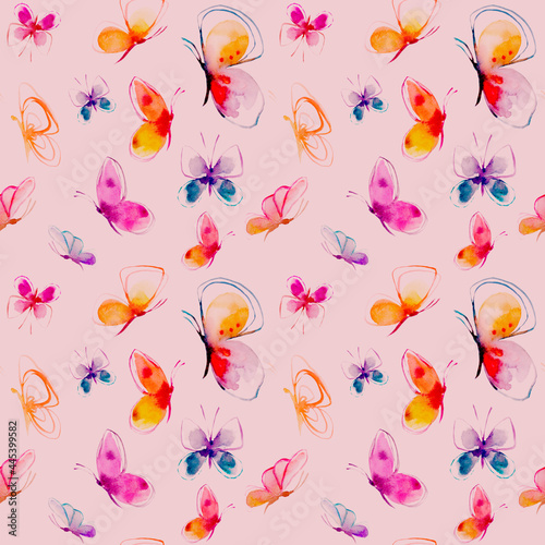 Wallpaper Mural seamless pink pattern with butterflies Torontodigital.ca