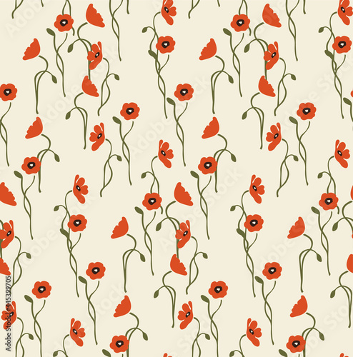 Wallpaper Mural Seamless flower pattern isolated on background. Vector illustration Torontodigital.ca