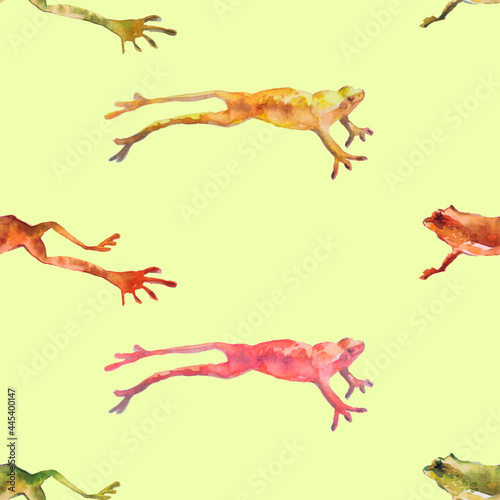pattern with red and green frogs