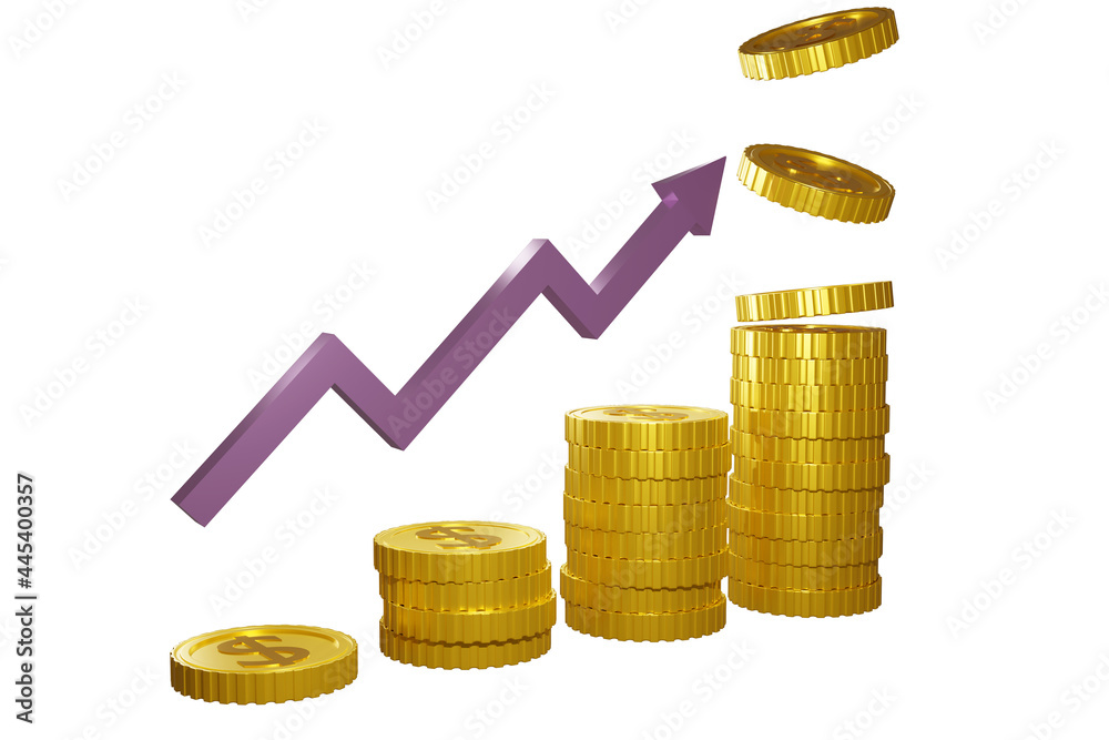 3d coin stack icons. Stack of golden dollar coin like income graph. 3d coin stack icons. Stack of golden dollar coin like income graph.