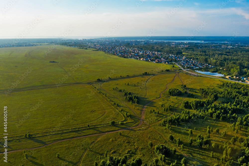A bird's-eye view of the suburb. Berdsk, Western Siberia