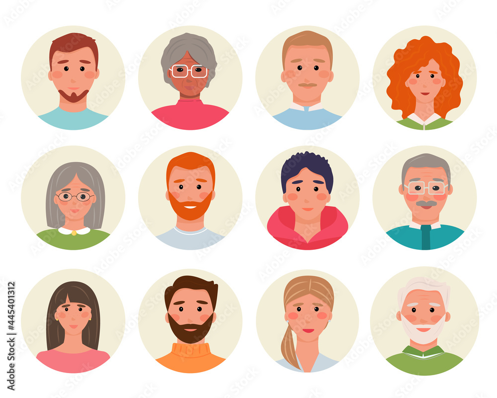 12 bright avatars of people. Characters of different races and ages. Men, women and transgender people. Universal design of forums, chat bots, support for online stores. Vector illustration, flat 12 bright avatars of people. Characters of different races and ages. Men, women and transgender people. Universal design of forums, chat bots, support for online stores. Vector illustration, flat