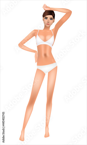 Body mass index, thin and fat girl, realistic vector. Medicine