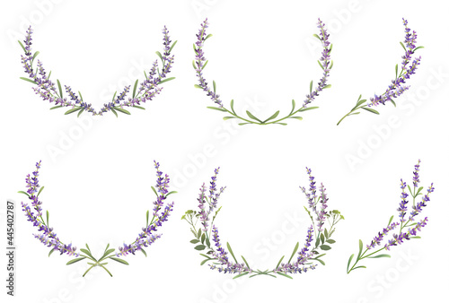 Set of lavender colorful wreaths. Vector illustration