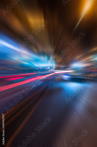 motion blur. Abstract neon blur motion light trails background cyber, city. 