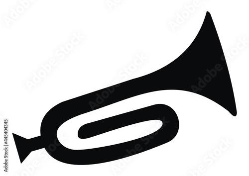 trumpet, black vector icon on white background