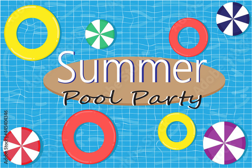 Pool vector with text having fun poolside summer activities.
