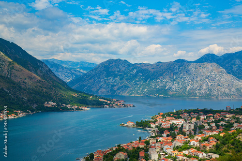 Scenic view of the Bay of Kotor in Montenegro, known as Europe's southernmost fjord.