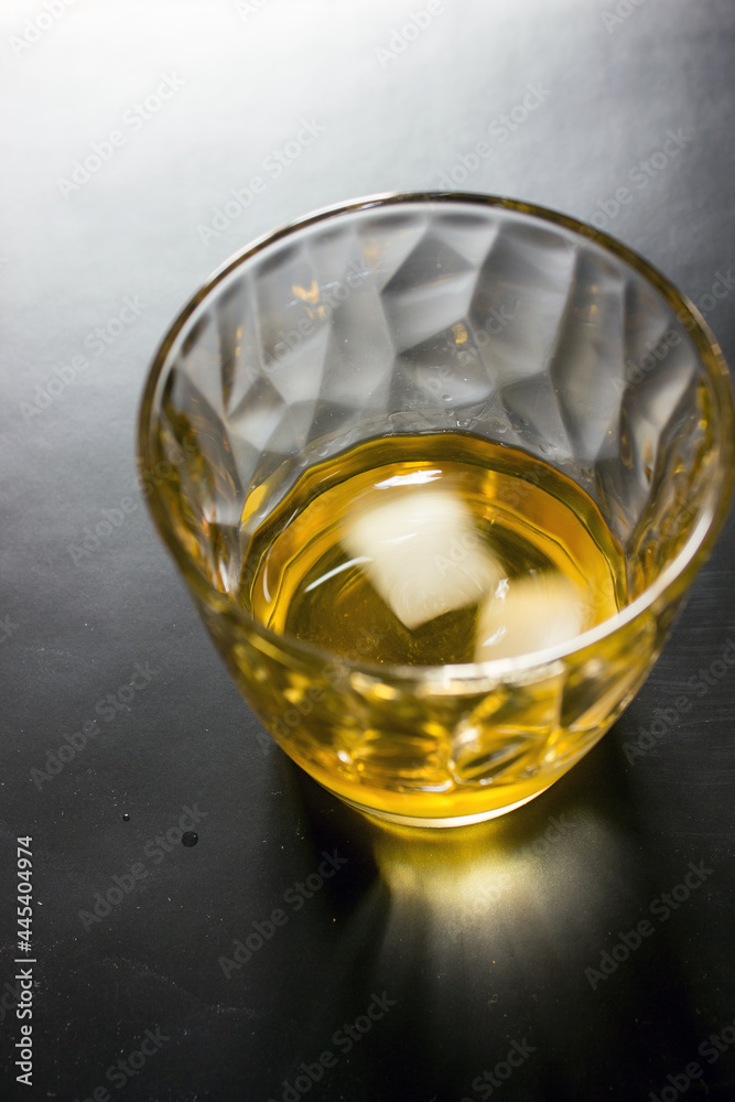 Glass of whiskey on the rocks, Bourbon whiskey