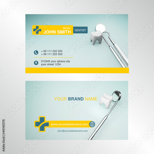 Business card for dentist. Graphic design.