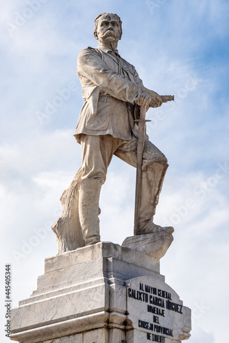 Calixto Garcia white marble statue (1912) in the central park of the city, Holguin, Cuba photo