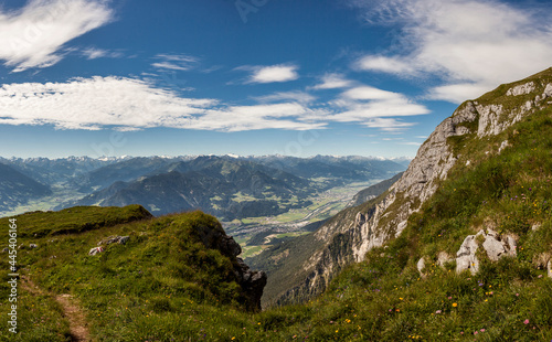 Panorama view Vorderes Sonnwendjoch mountain in Tyrol, Austria photo