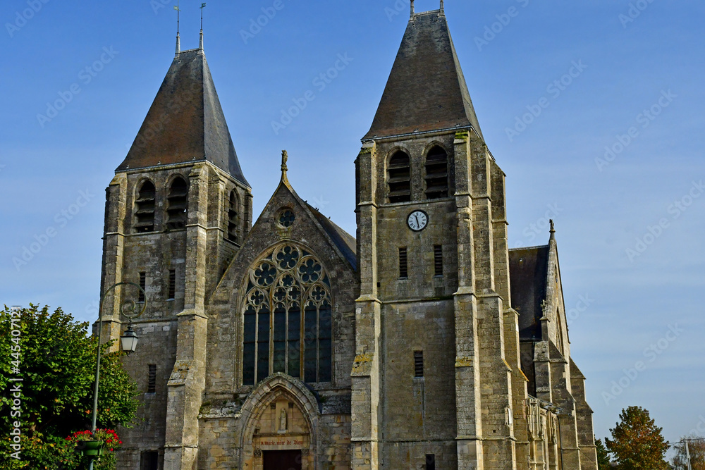 Ecouis, France - august 8 2016 : collegiate church of Ecouis