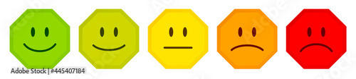 Fünf Achtecke Feedback Gesichter Grün Zu Rot