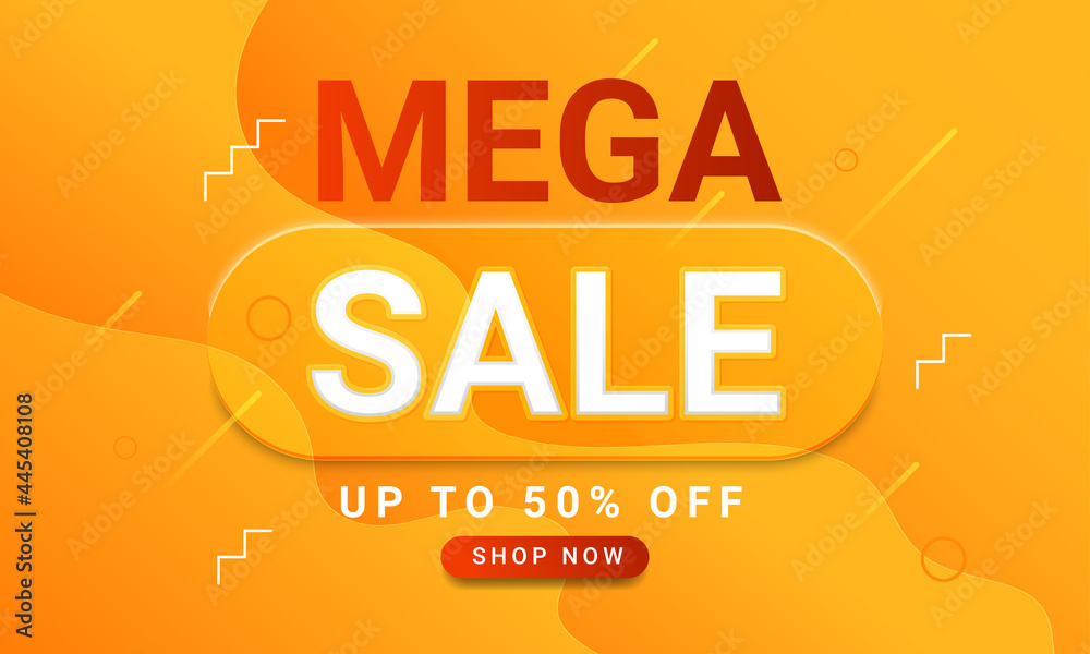 Mega sale banner template design for promotion special offer, up to 50%