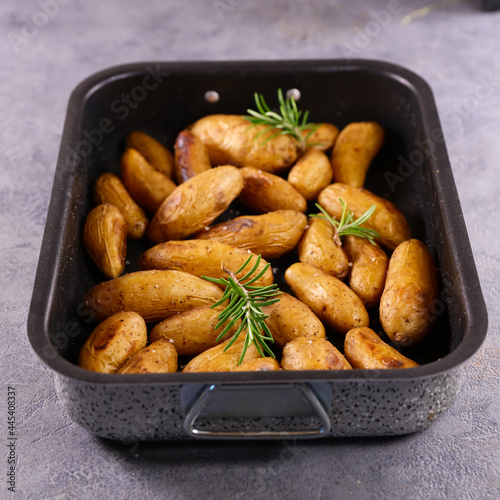 roasted potatoes withf resh rosemary photo