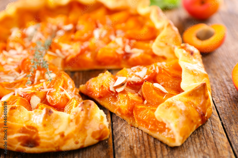 homemade apricot tart with almond