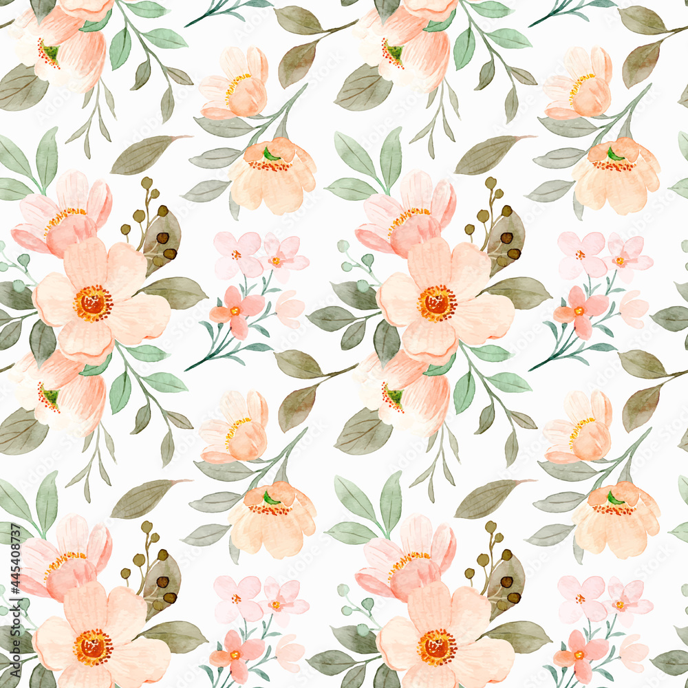 Blooming watercolor flower seamless pattern Blooming watercolor flower seamless pattern