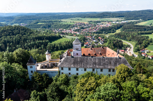 Germany, Bavaria, Heiligenstadt in Oberfranken, Helicopter view of Schloss Greifenstein in summer photo