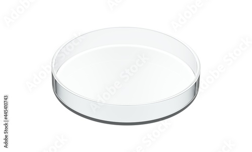 Empty Petri dish isolated on white background. 3d illustration.