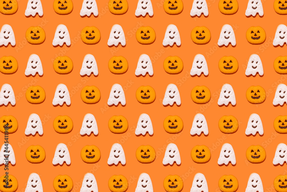 Pattern of Halloween themed cookies Pattern of Halloween themed cookies