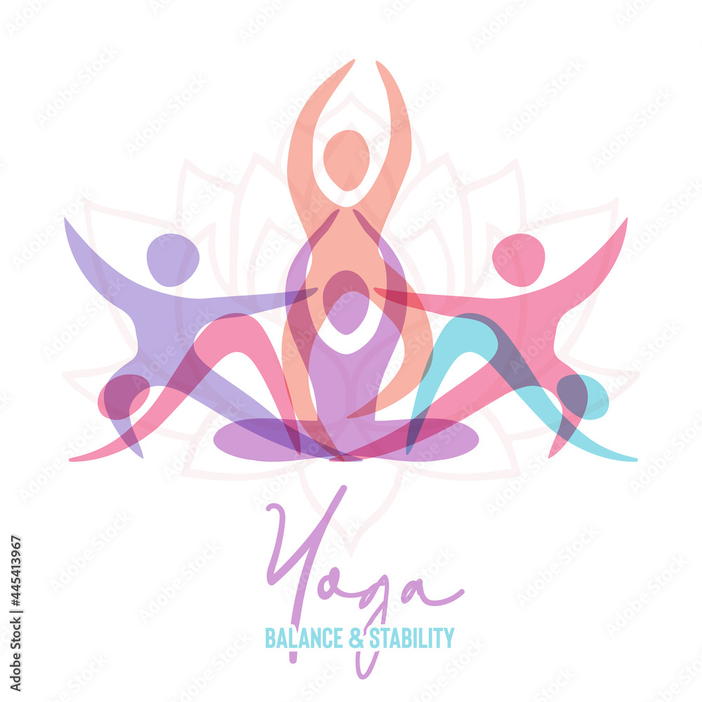 Yoga balance people body team together card Yoga balance people body team together card