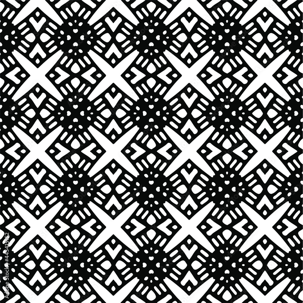floral seamless pattern background.Geometric ornament for wallpapers and backgrounds. Black and white pattern.
