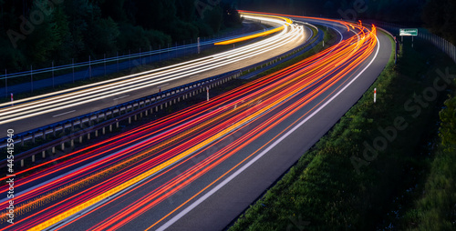 lights of moving cars at night. long exposure